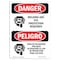 Signmission OSHA Danger, Welding Arc Eye Protection Bilingual, 24in X 18in Alum, 18" W, 24" H, Bilingual Spanish OS-DS-A-1824-VS-1619 - alternate 1